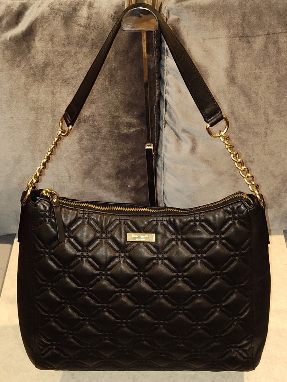 KATE SPADE WHITAKER PLACE AURELIA HOBO QUILTED BLACK LEATHER SHOULDER BAG